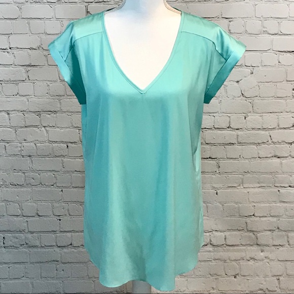 ♥️Express short sleeve blouse top turquoise sz L - Picture 3 of 8